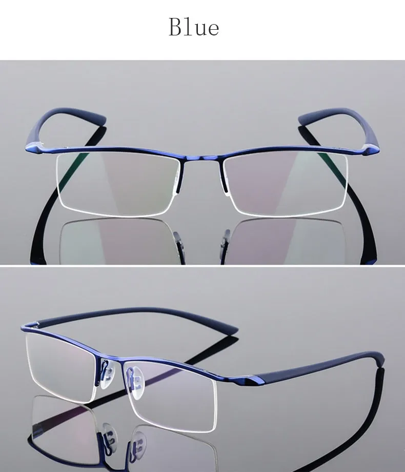 Reven Jate Men's Semi Rim Browline Alloy Eyeglasses P8190