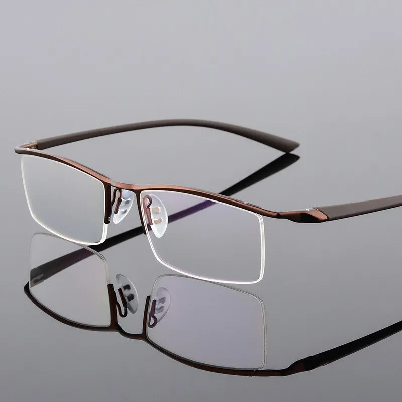 Reven Jate Men's Semi Rim Browline Alloy Eyeglasses P8190