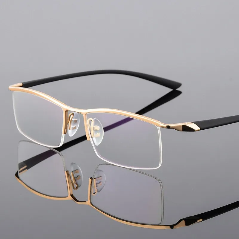 Reven Jate Men's Semi Rim Browline Alloy Eyeglasses P8190