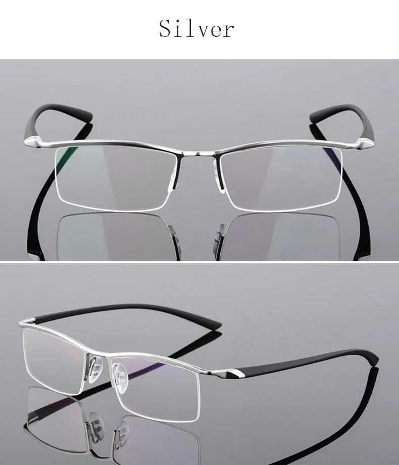Reven Jate Men's Semi Rim Browline Alloy Eyeglasses P8190