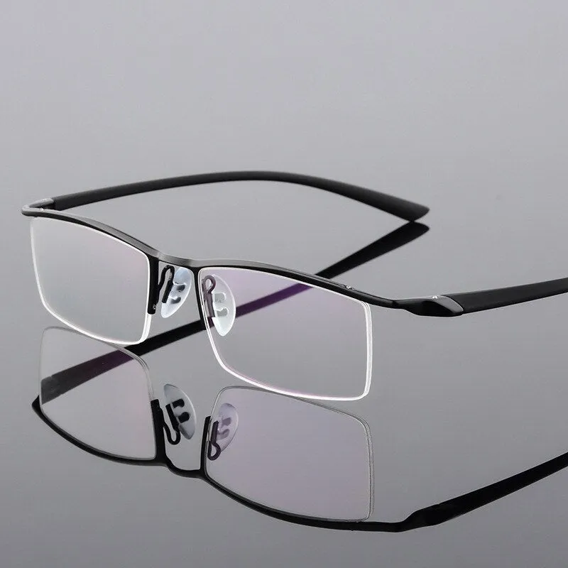 Reven Jate Men's Semi Rim Browline Alloy Eyeglasses P8190