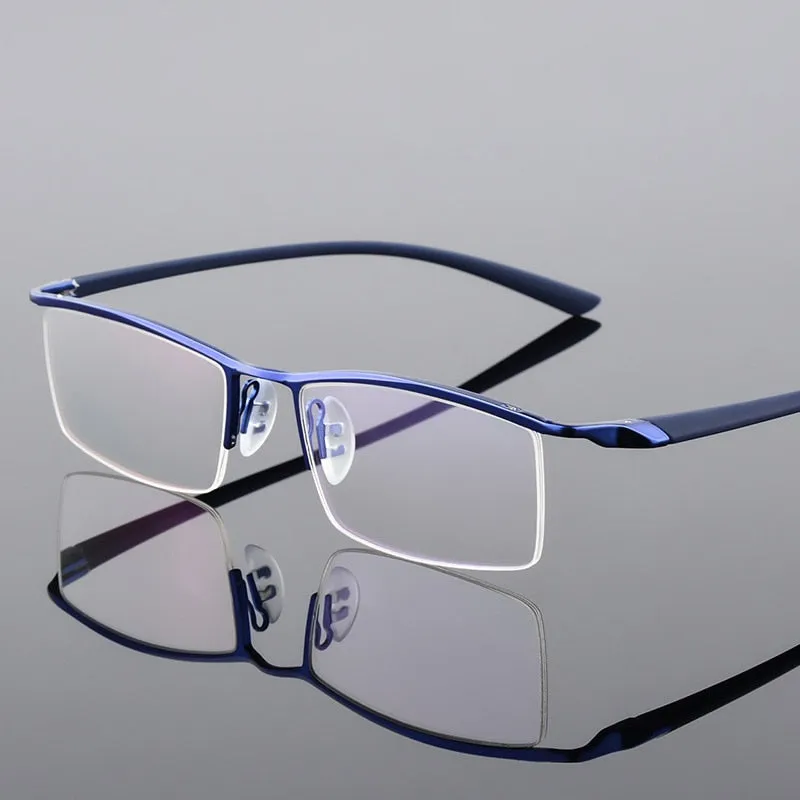 Reven Jate Men's Semi Rim Browline Alloy Eyeglasses P8190