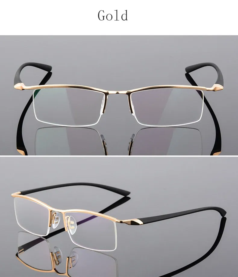 Reven Jate Men's Semi Rim Browline Alloy Eyeglasses P8190
