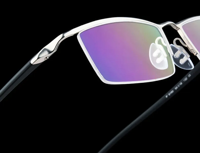 Reven Jate Men's Semi Rim Browline Alloy Eyeglasses P8190