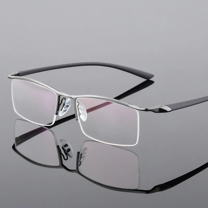 Reven Jate Men's Semi Rim Browline Alloy Eyeglasses P8190
