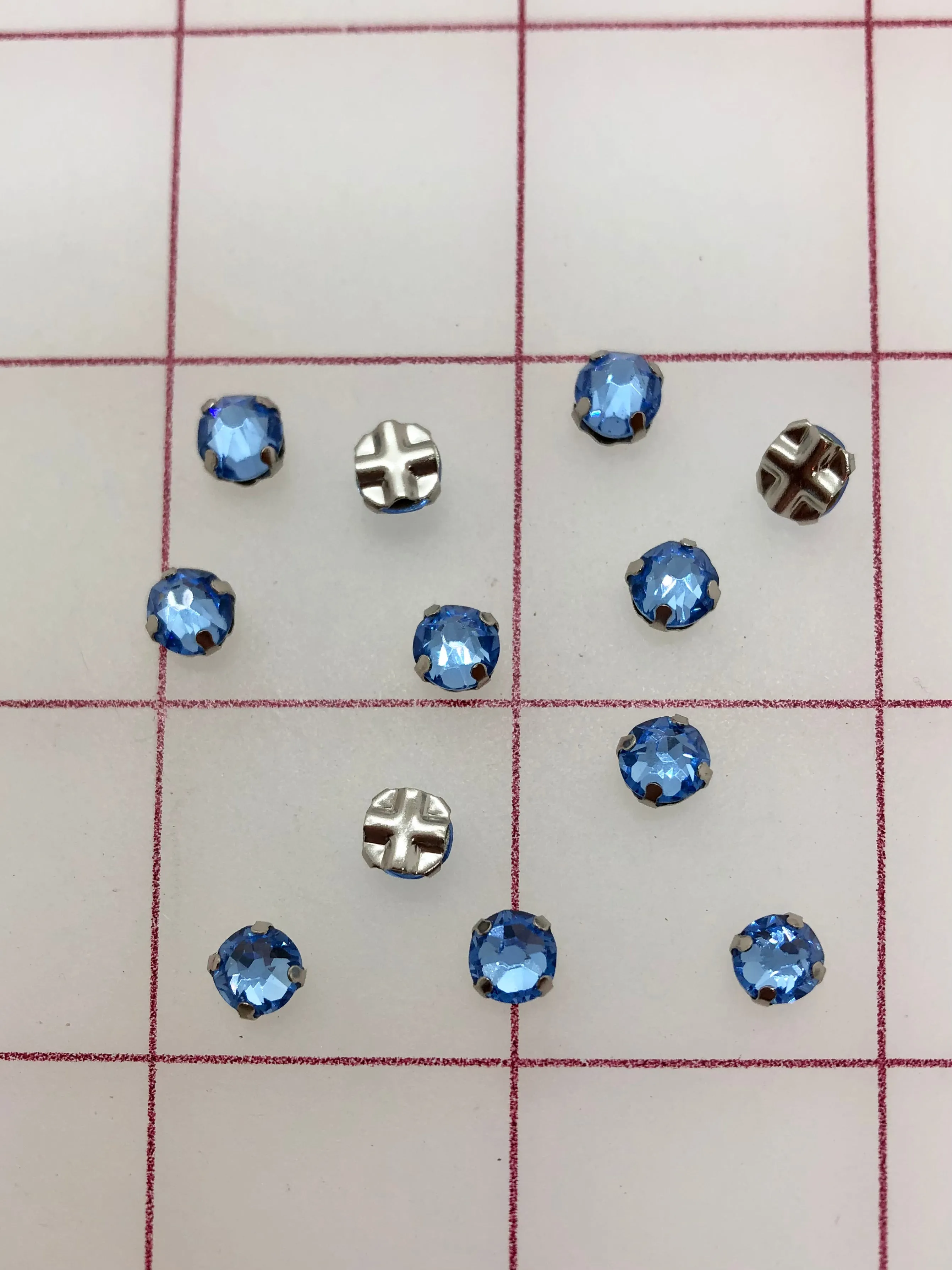 Rhinestones - 30SS Czech Bright-Cut Rose Montees Medium Sapphire 12-Pack