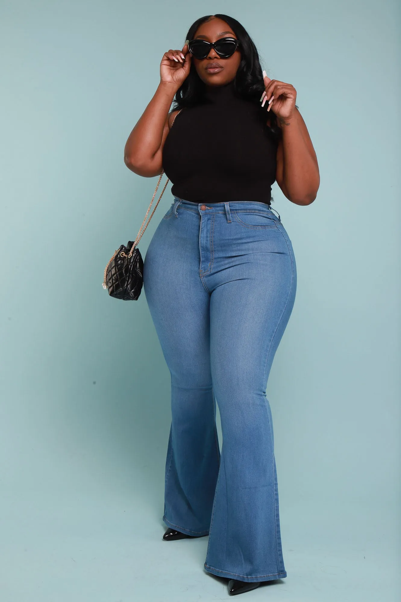 Ring My Bells Bell Bottom Flare Jeans - Light Wash