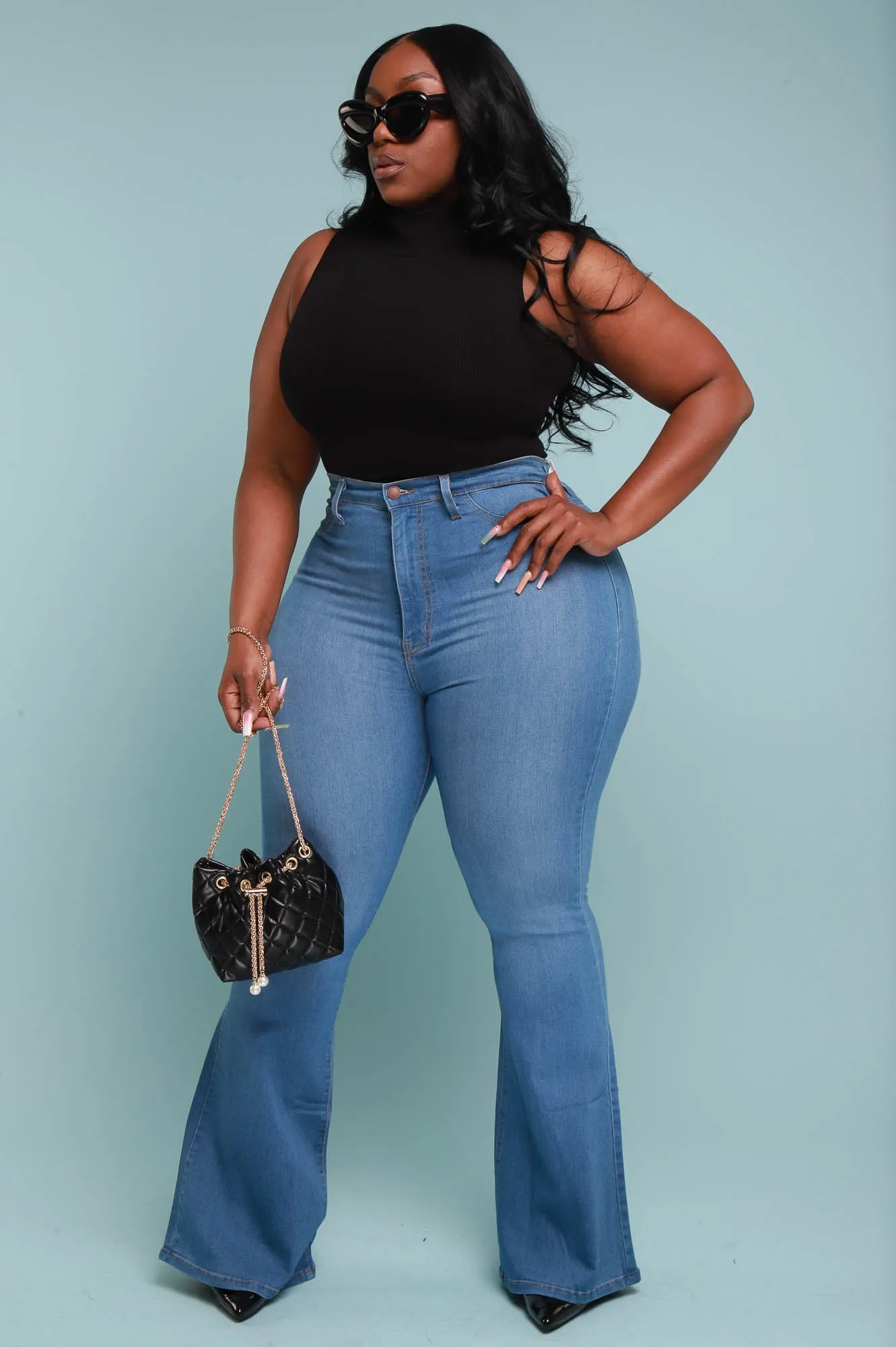 Ring My Bells Bell Bottom Flare Jeans - Light Wash