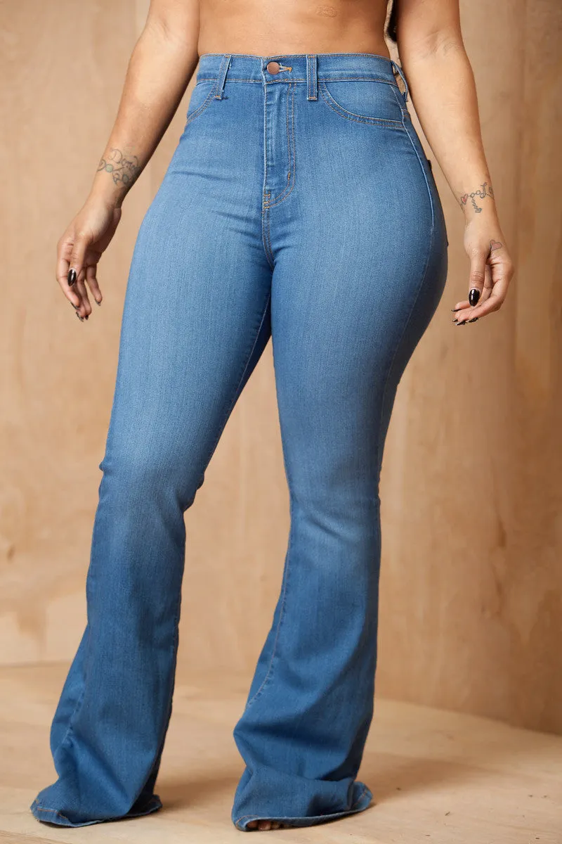 Ring My Bells Bell Bottom Flare Jeans - Light Wash