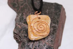 River Rock Copper Spiral Necklace