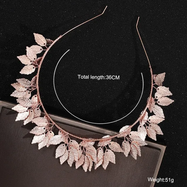 Rose Gold Wedding Crystal Pearl Flower Bridal Headband