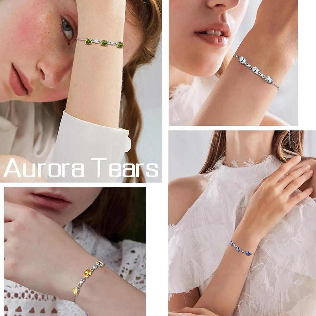 Round Birthstone August Peridot Bracelet Women Girls Jewelry Birthday Gift Sterling Silver