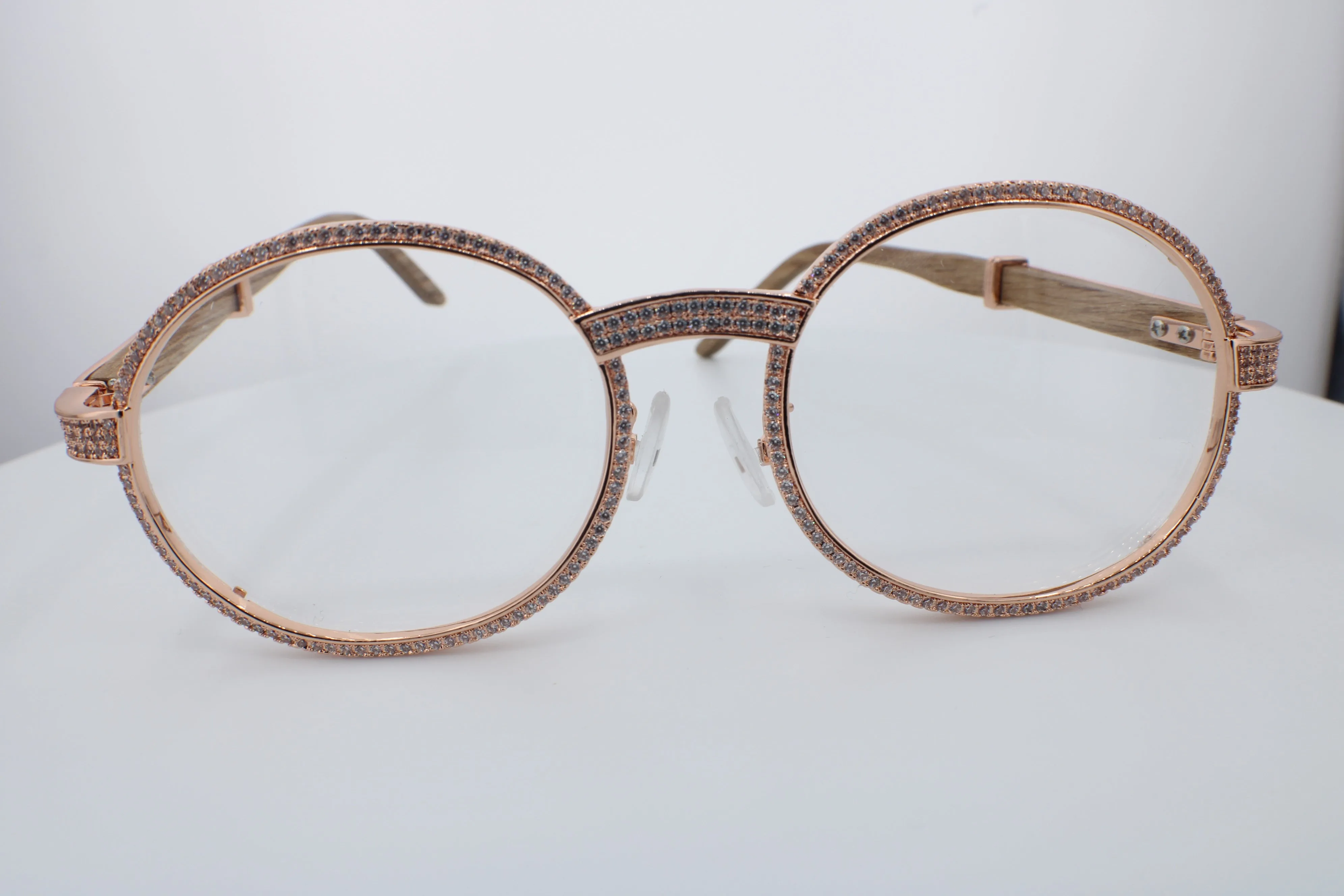 ROUND FRAME DIAMOND GLASSES | Rose Gold