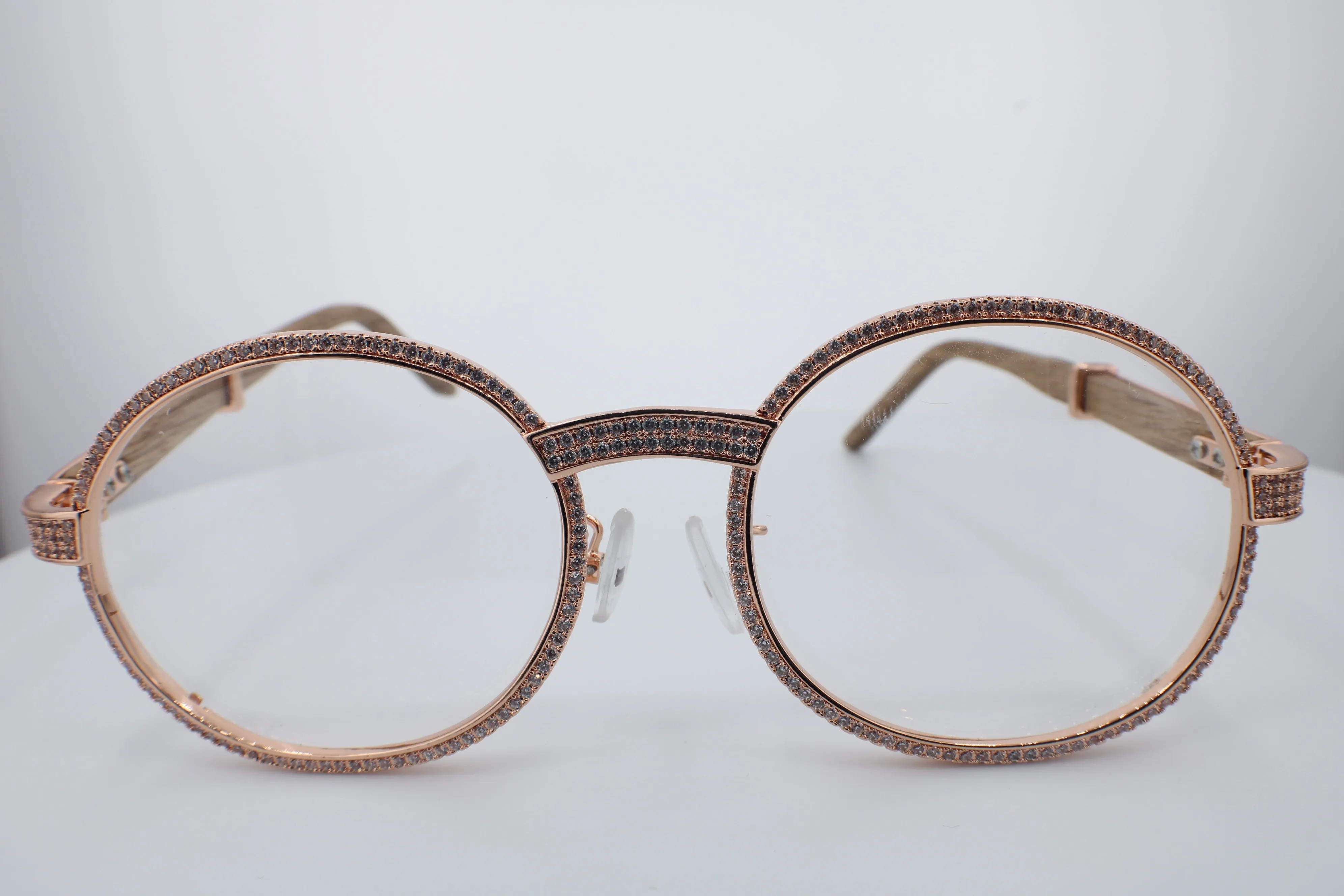 ROUND FRAME DIAMOND GLASSES | Rose Gold