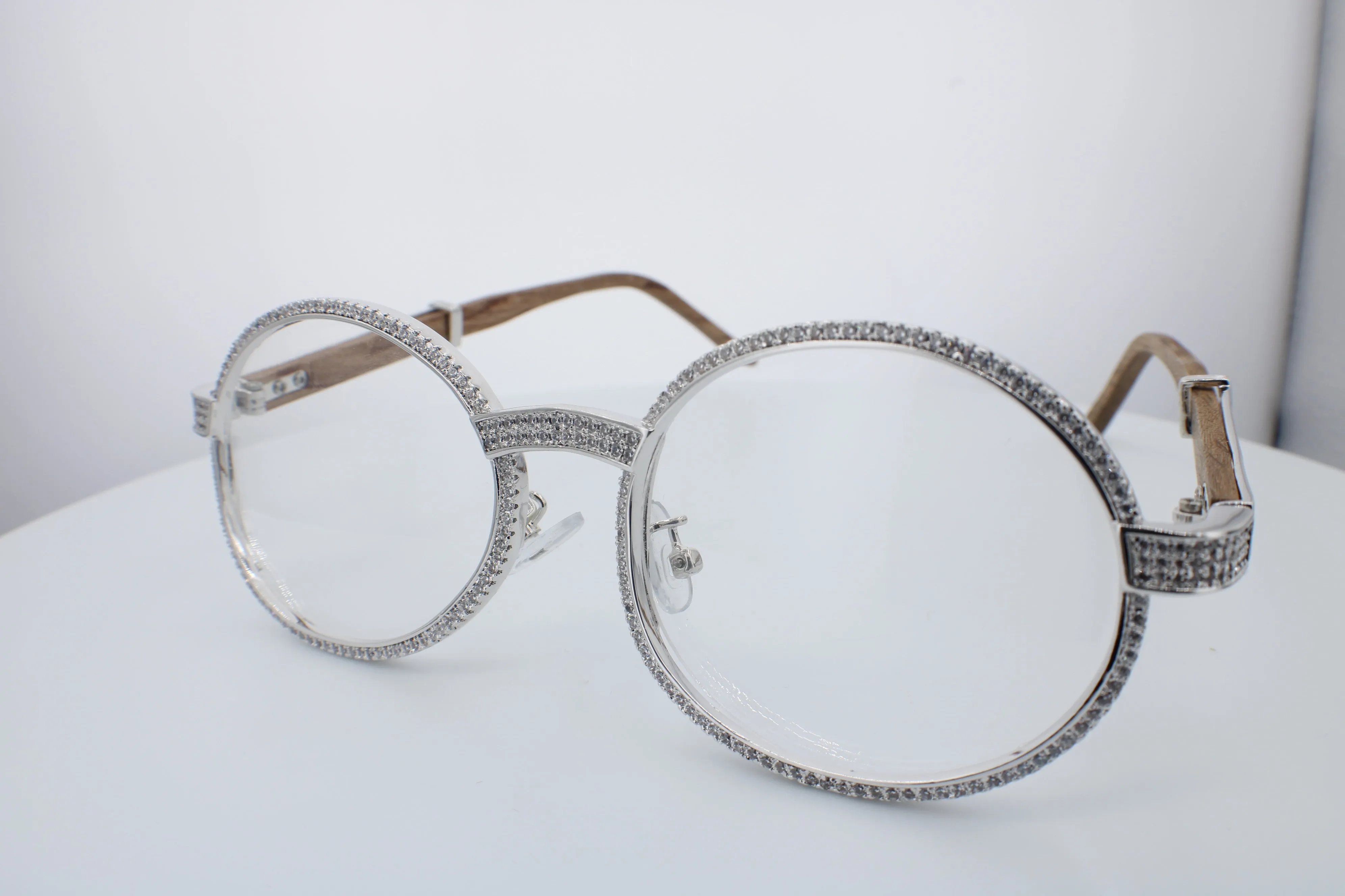 ROUND FRAME DIAMOND GLASSES | Rose Gold