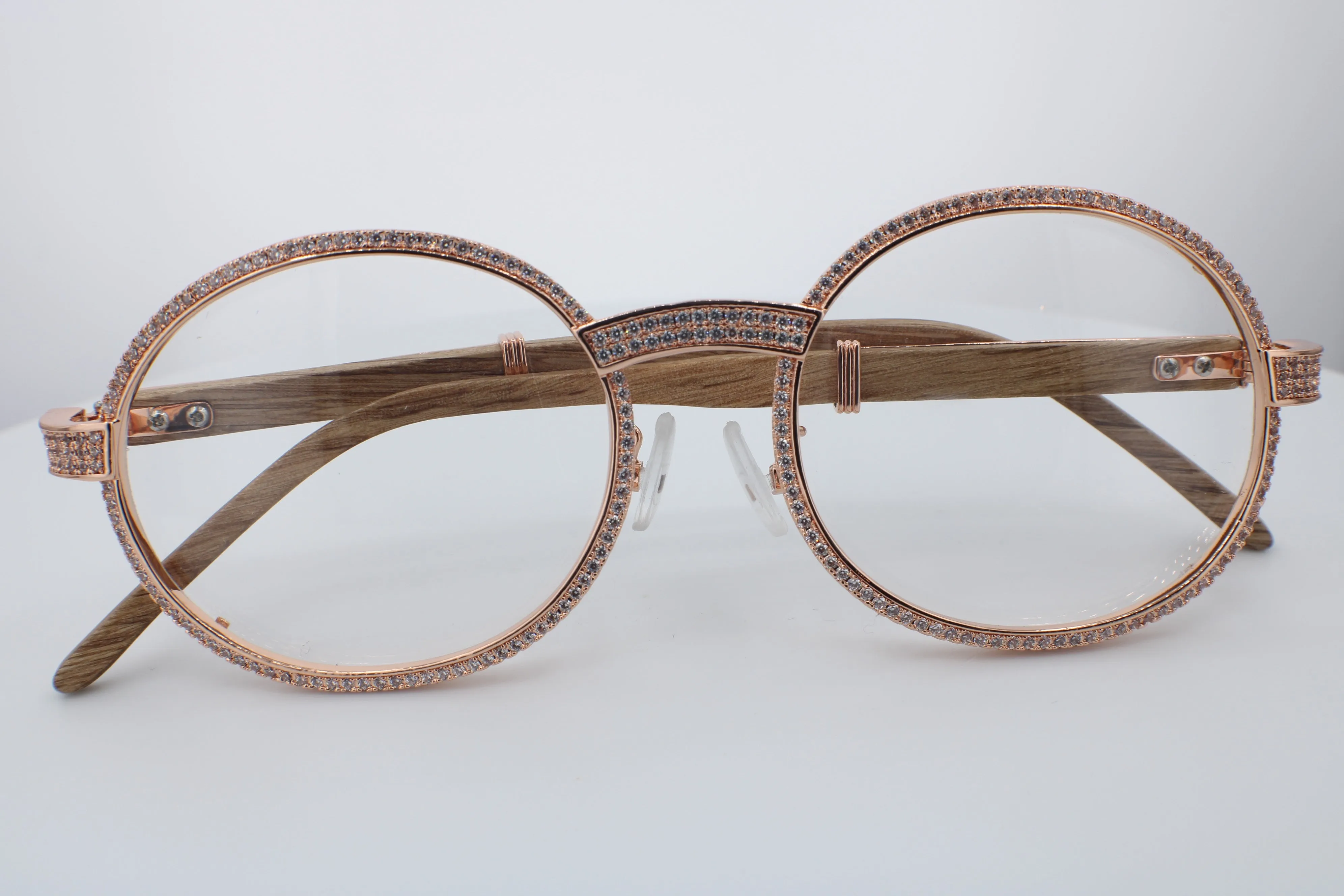ROUND FRAME DIAMOND GLASSES | Rose Gold