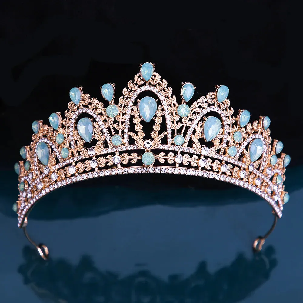 Royal Crystal Opal Wedding Tiara Crown Party Hair Jewelry Accessory