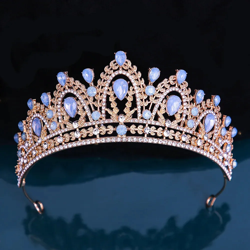 Royal Crystal Opal Wedding Tiara Crown Party Hair Jewelry Accessory