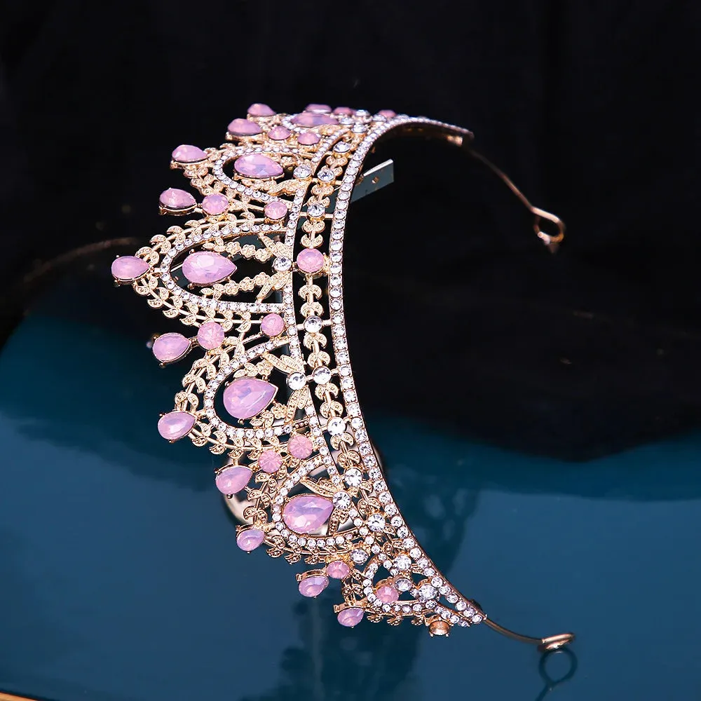 Royal Crystal Opal Wedding Tiara Crown Party Hair Jewelry Accessory