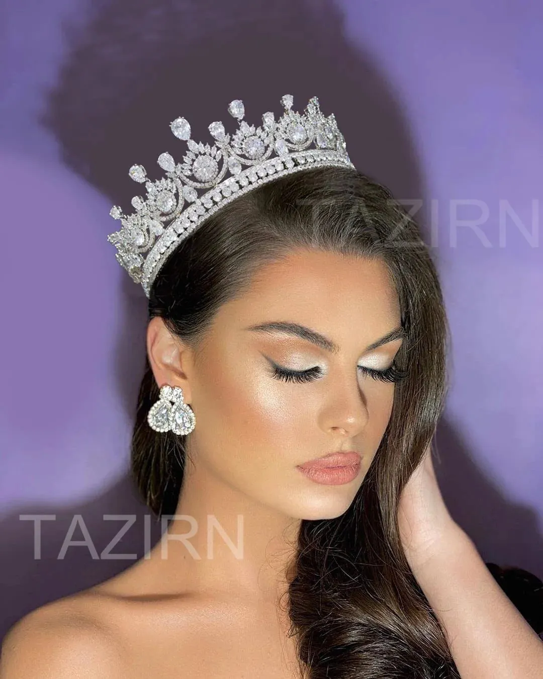Royal Queen Round Wedding Tiara Crowns Bridal Hair Jewelry Accessories