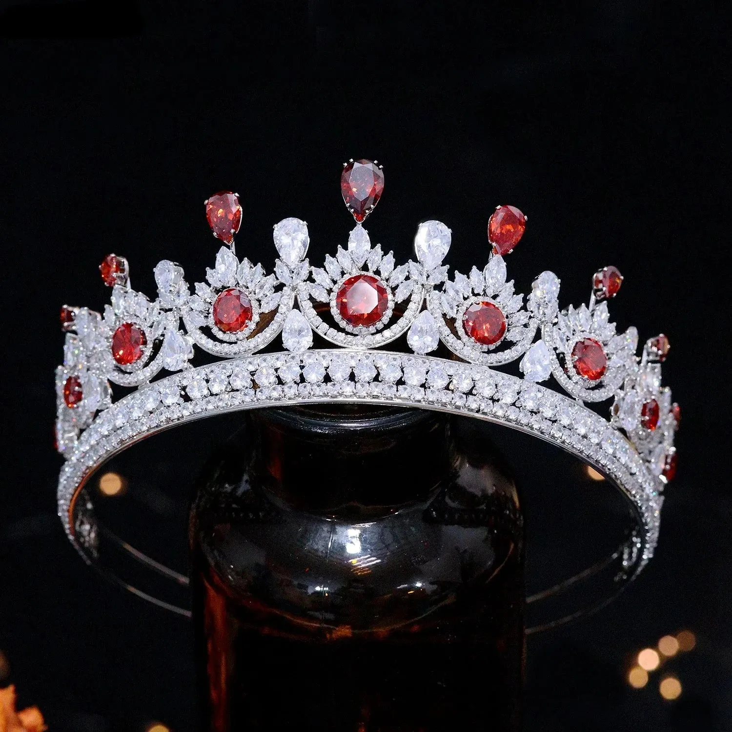 Royal Queen Round Wedding Tiara Crowns Bridal Hair Jewelry Accessories