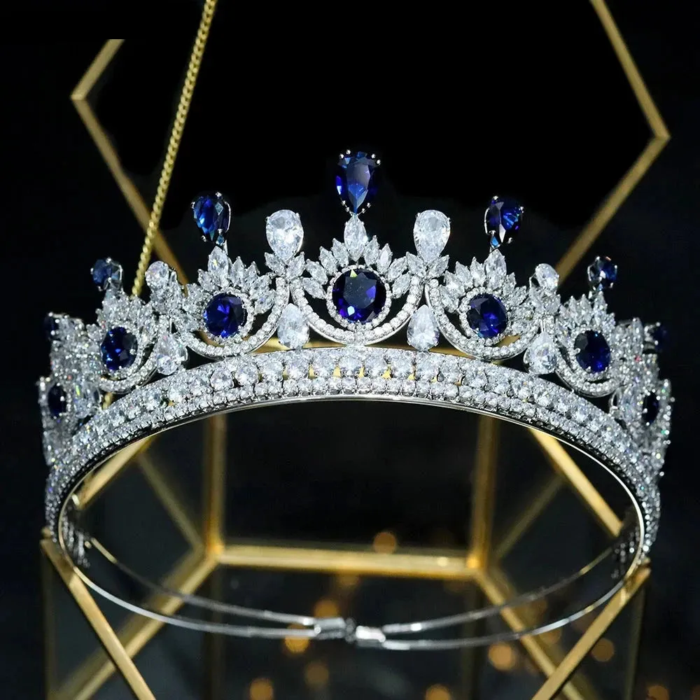Royal Queen Round Wedding Tiara Crowns Bridal Hair Jewelry Accessories