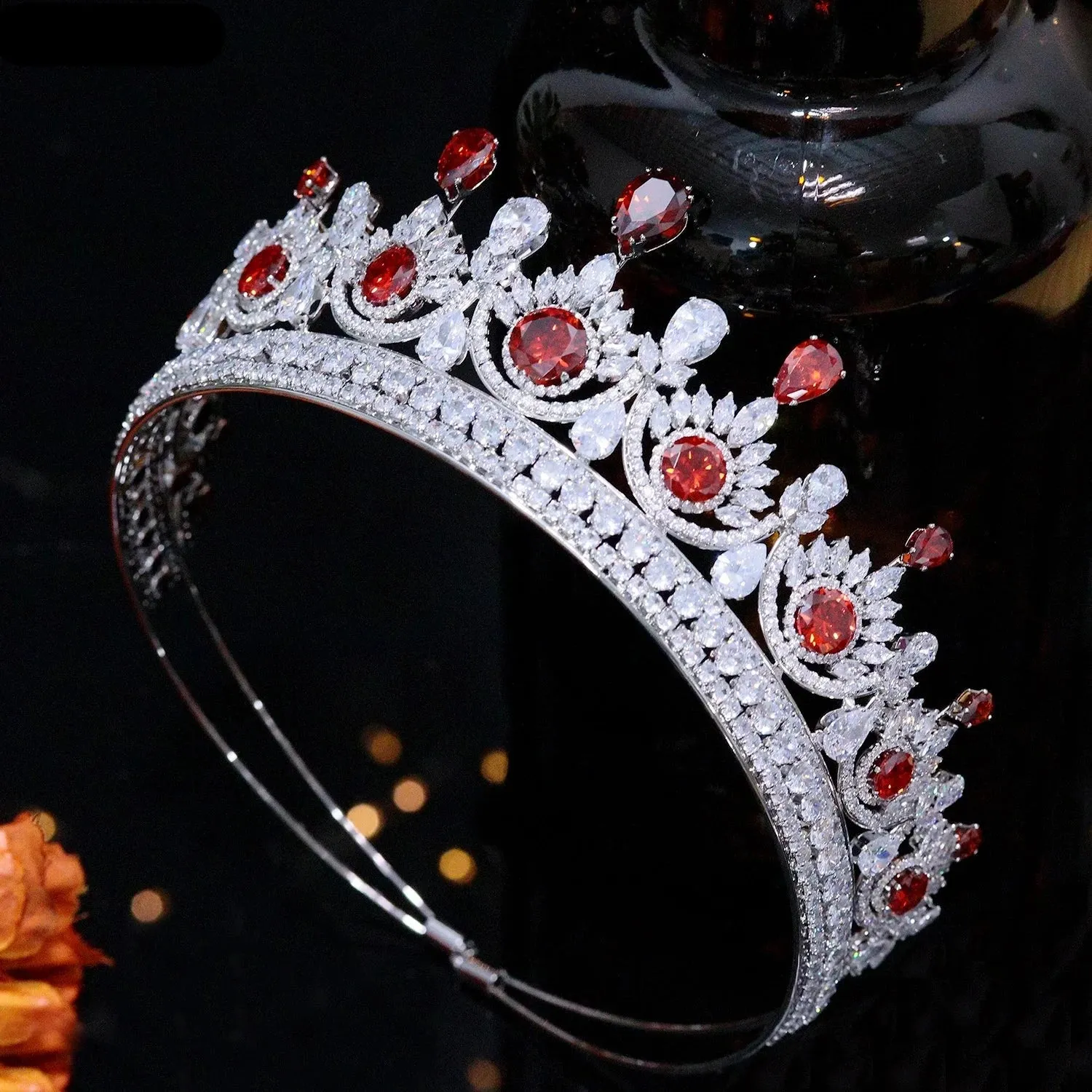 Royal Queen Round Wedding Tiara Crowns Bridal Hair Jewelry Accessories