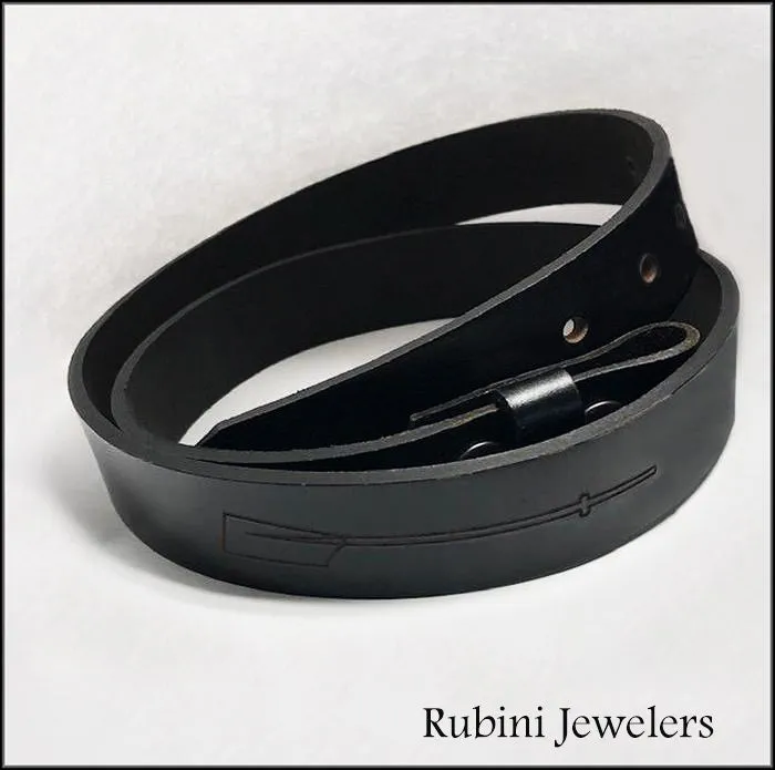Rugged Black Full Grain Leather Belt -  Plain or with Rowing Oars