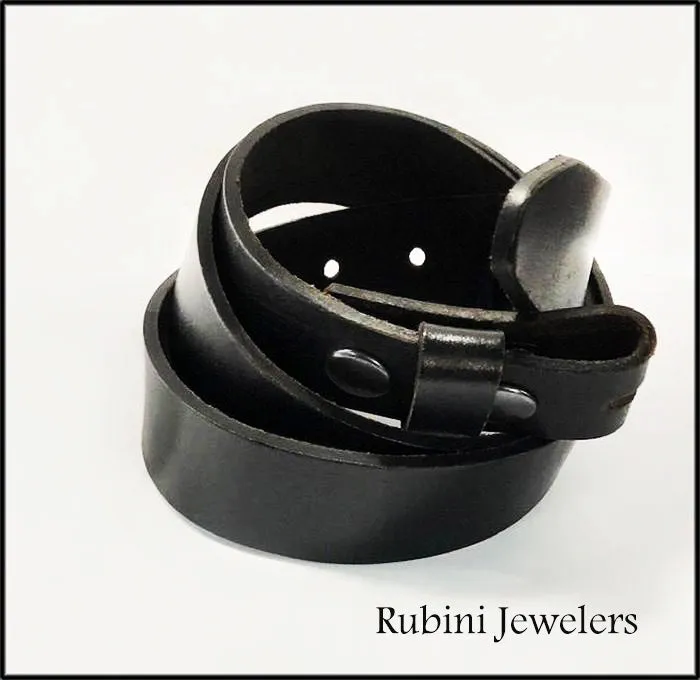 Rugged Black Full Grain Leather Belt -  Plain or with Rowing Oars