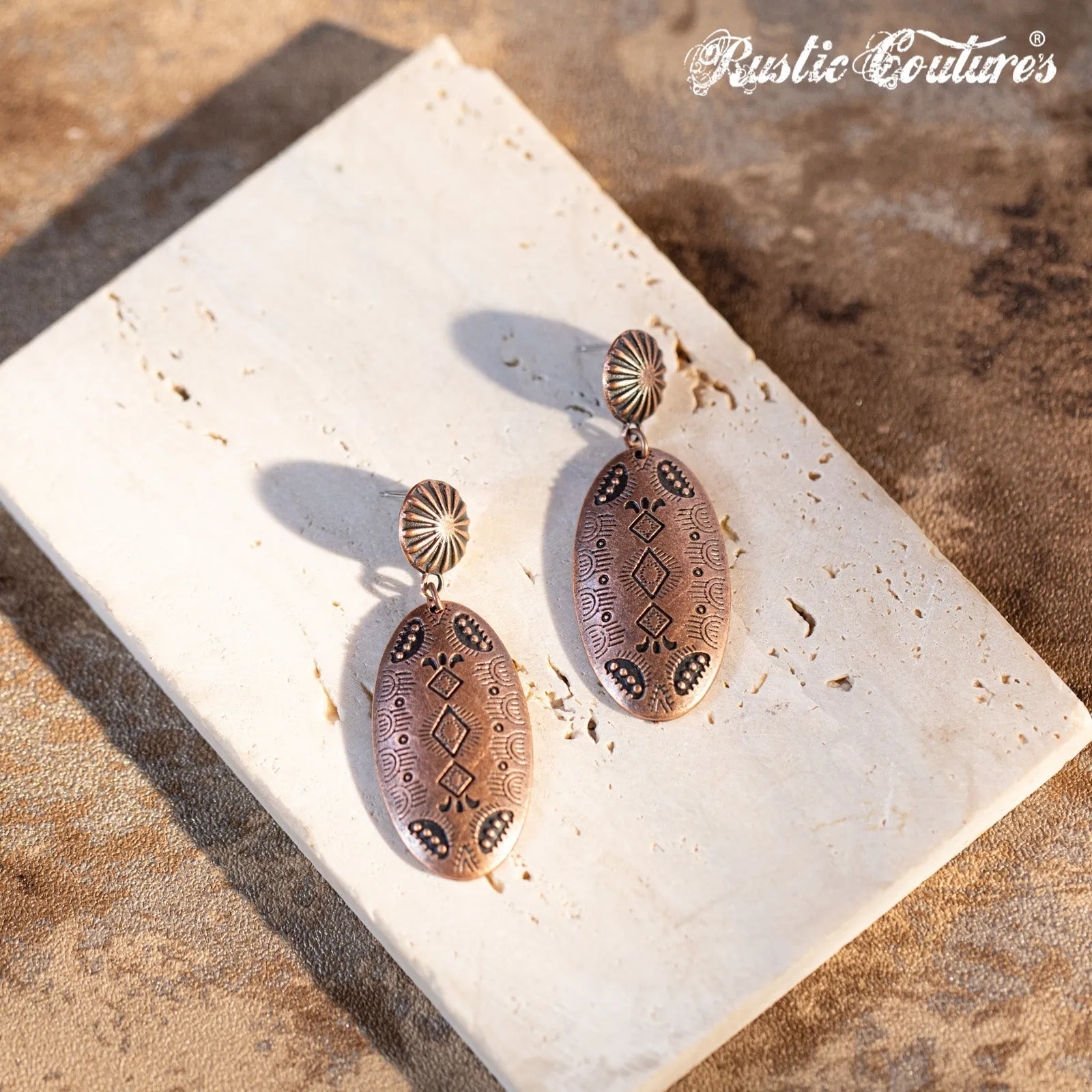 Rustic Couture's Navajo Bronze Oval Shape Dangling Earring