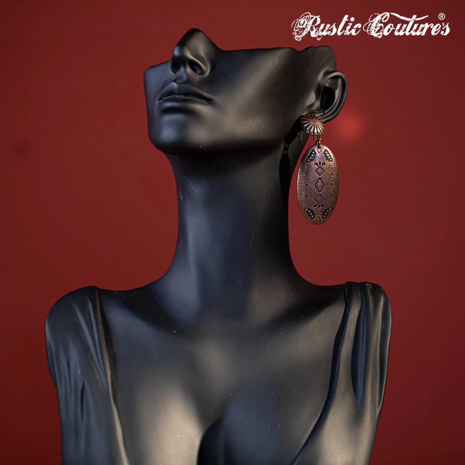 Rustic Couture's Navajo Bronze Oval Shape Dangling Earring
