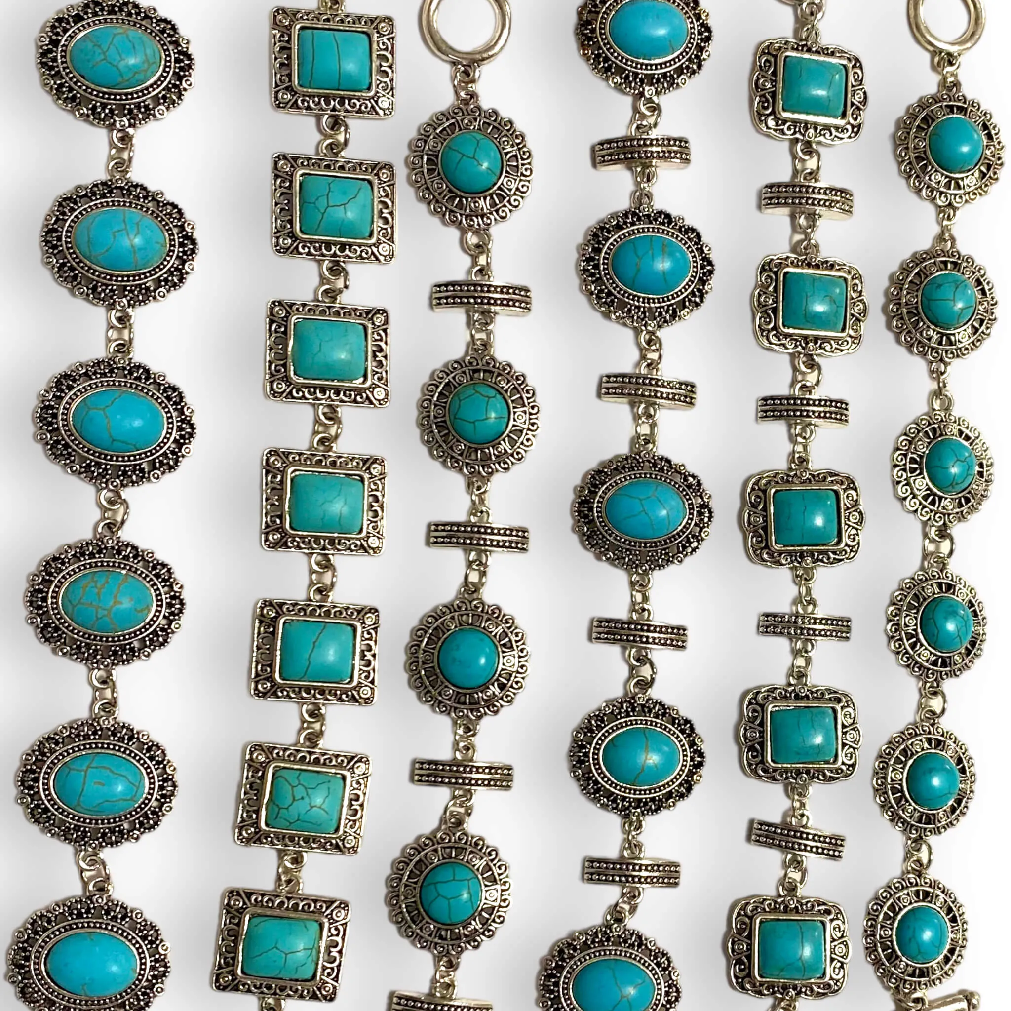 Silver Filagree Turquoise Toggle Bracelets