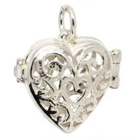 Silver Filigree Heart Charm