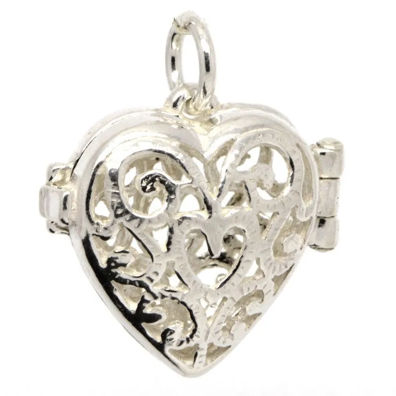 Silver Filigree Heart Charm