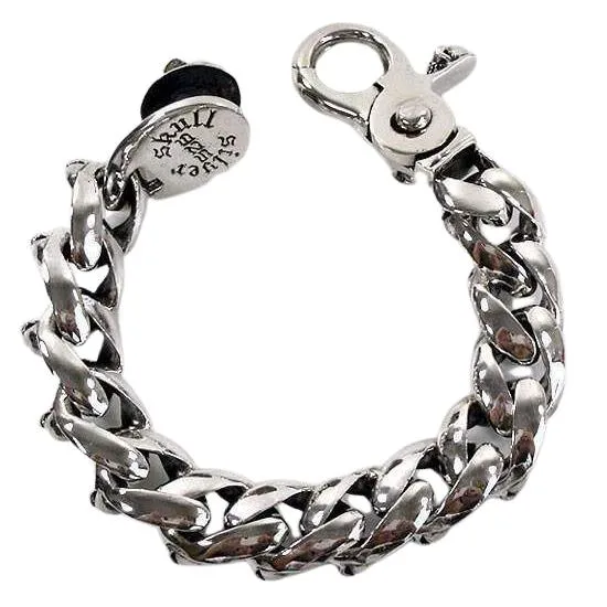 Silver Garnet Eyes Skull Bracelet