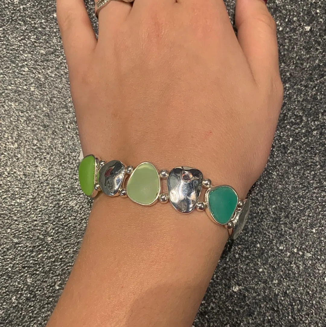 Silver Nugget & Stone Bracelet