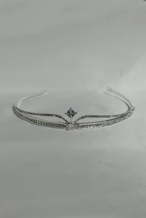 Silver Rhinestone Pearl Wedding Tiara