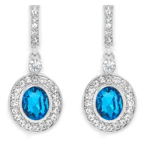 Silver Tone Oval Shape Stud Earrings Wit