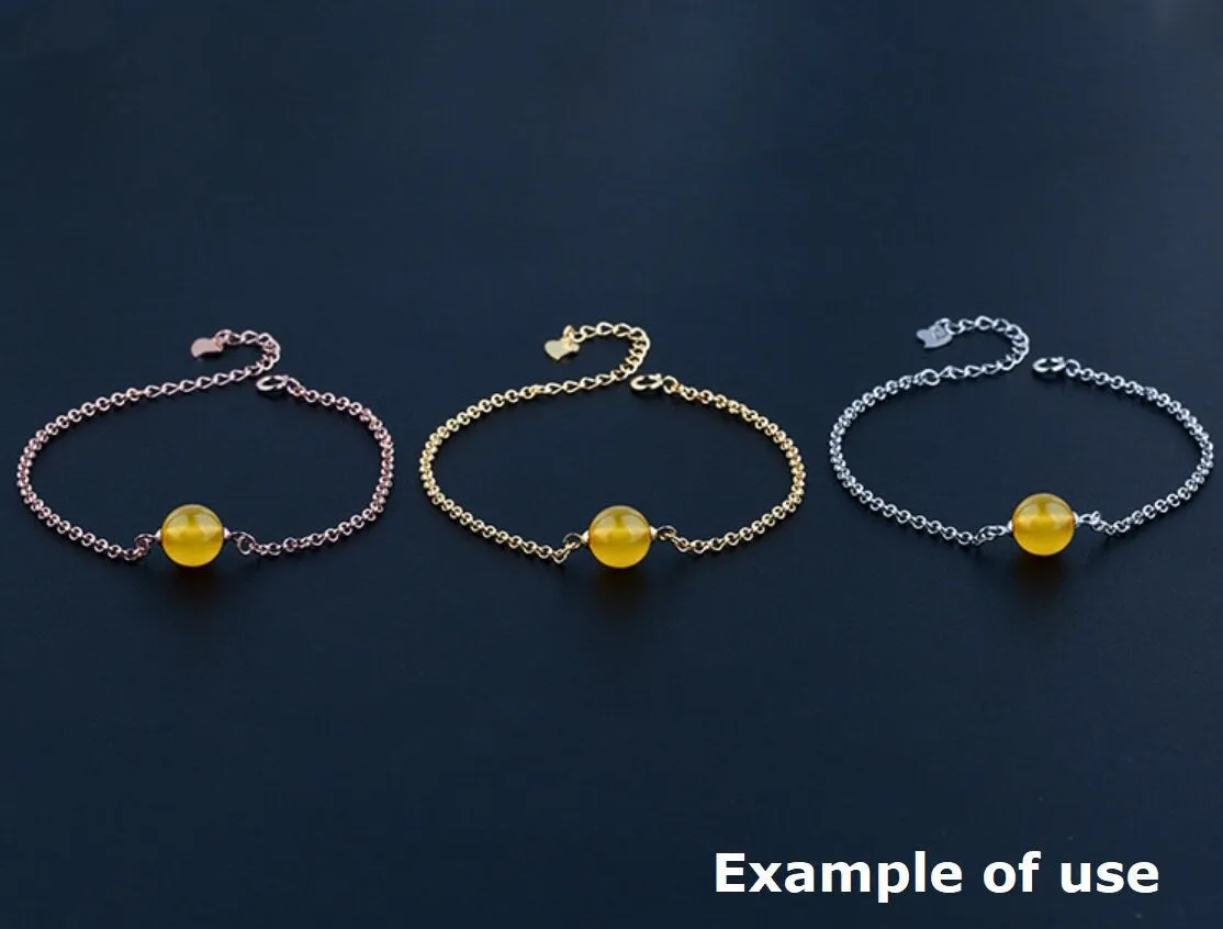 Simple Chain Cup Bangle Mount Bracelet Setting Sterling Silver Rose Gold 925 6-12mm For One Pearl Bead Adjustable DIY Jewelry Wholesale