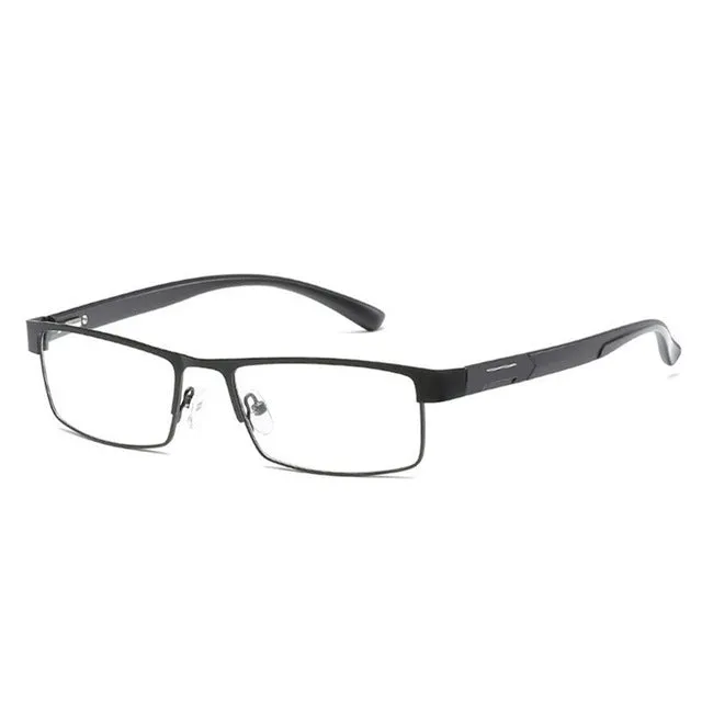 Simple Matel Frame Reading Glasses Hyperopia Eyeglasses  3.50D(Matte Black)