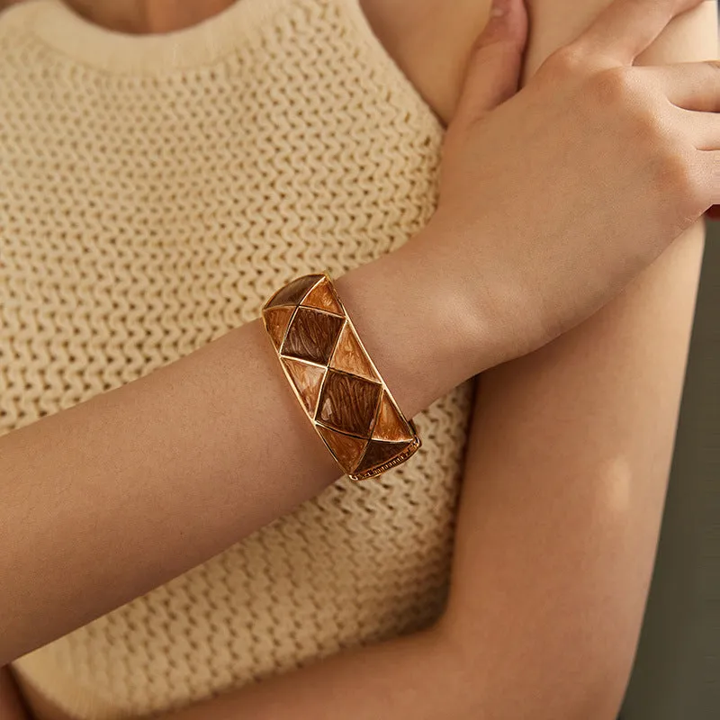 Sisslia Hot Sale Personality Oil Drop Square Pattern Cuff Bangles Exaggerated Metal Jewelry Bracelets For Women