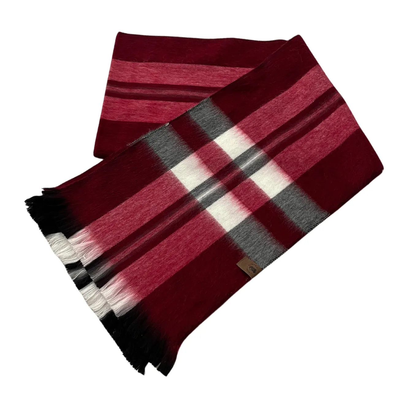 Soft Cozy Rich Red Plaid Alpaca Scarf