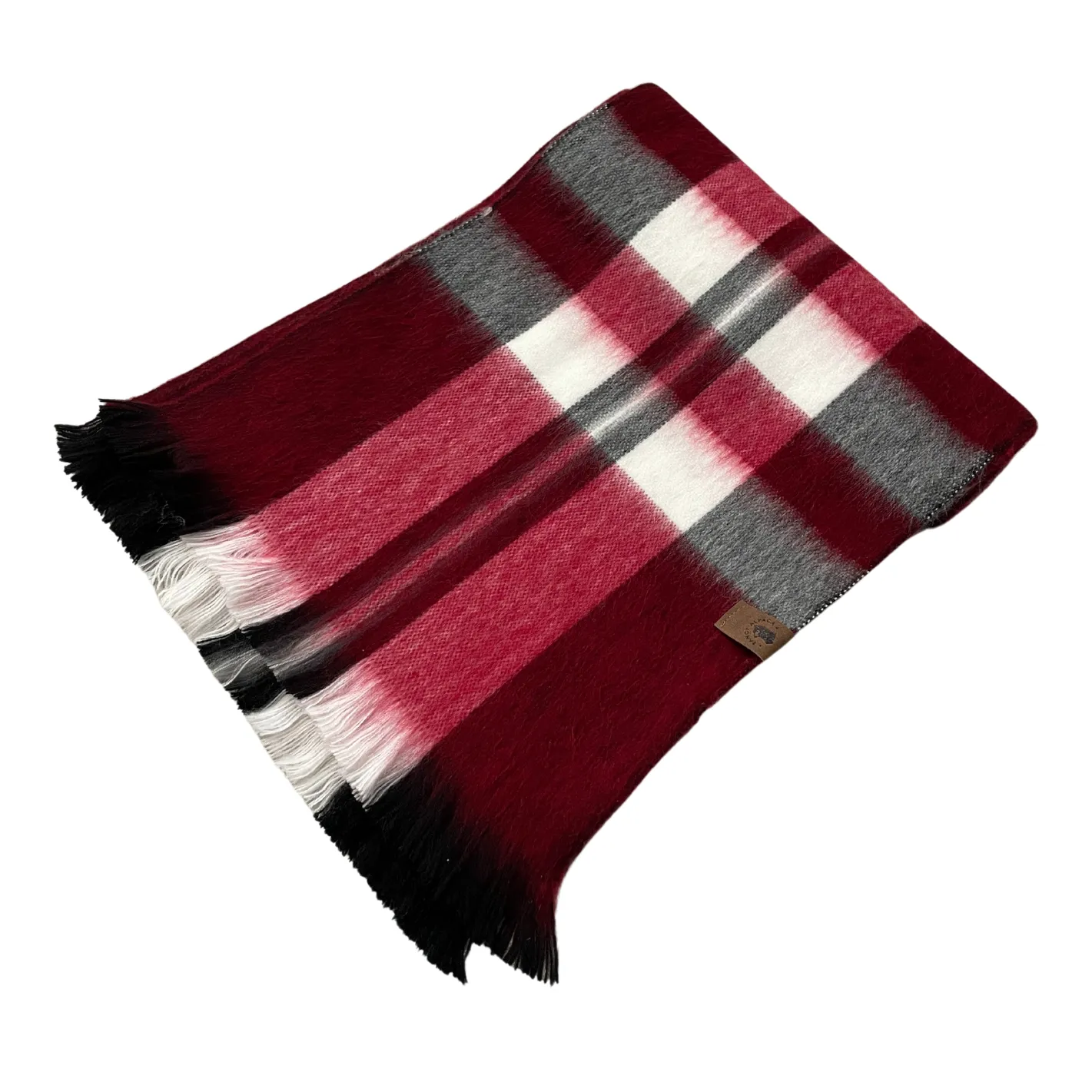 Soft Cozy Rich Red Plaid Alpaca Scarf
