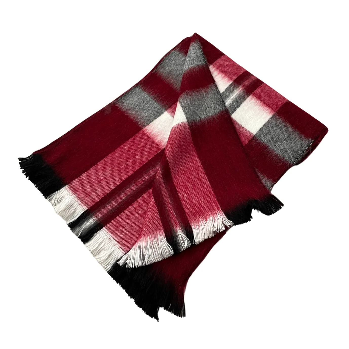 Soft Cozy Rich Red Plaid Alpaca Scarf