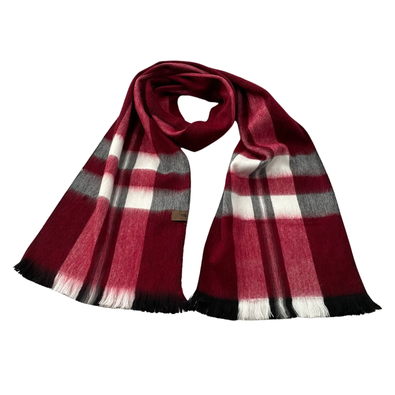 Soft Cozy Rich Red Plaid Alpaca Scarf