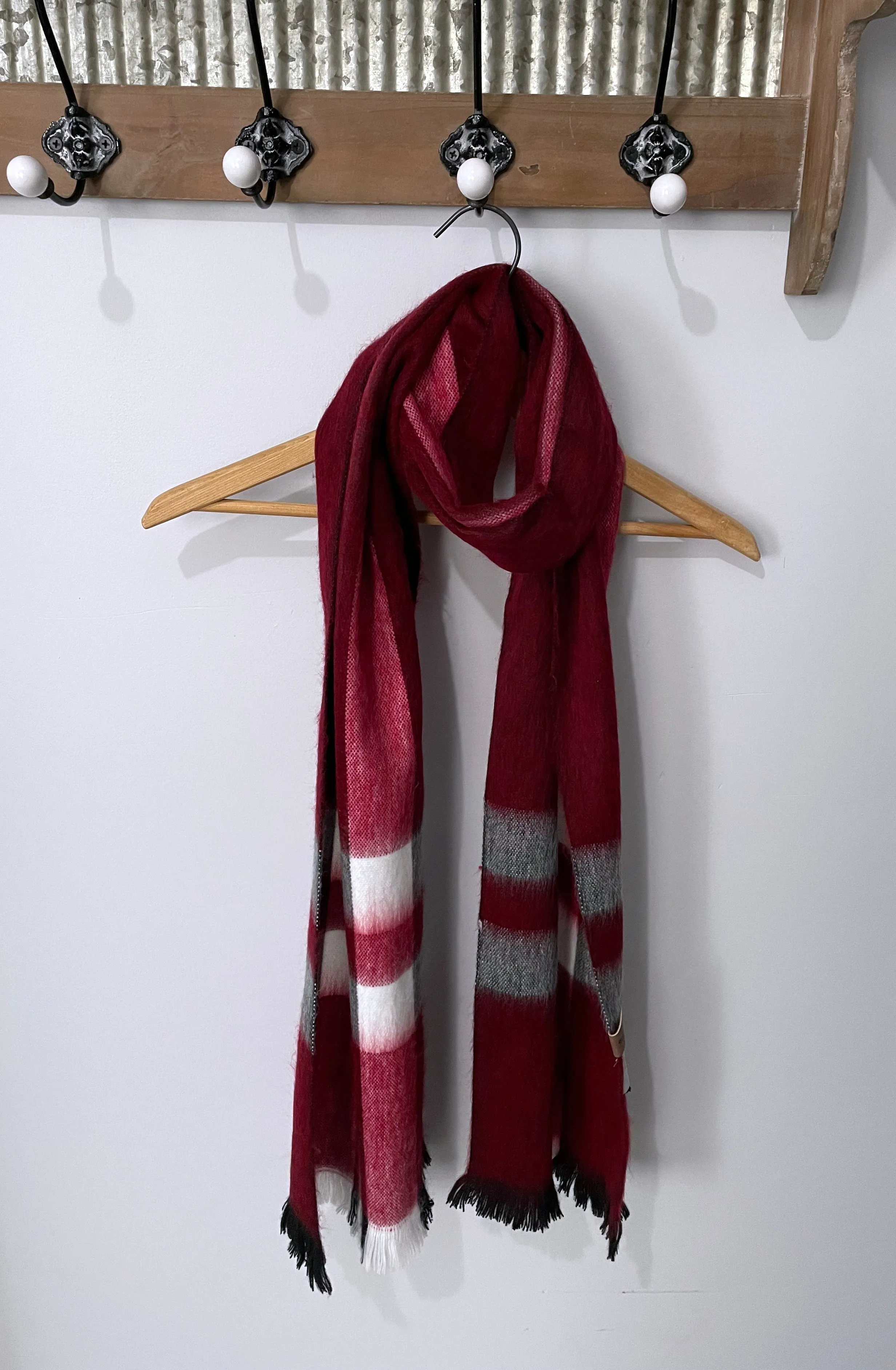 Soft Cozy Rich Red Plaid Alpaca Scarf