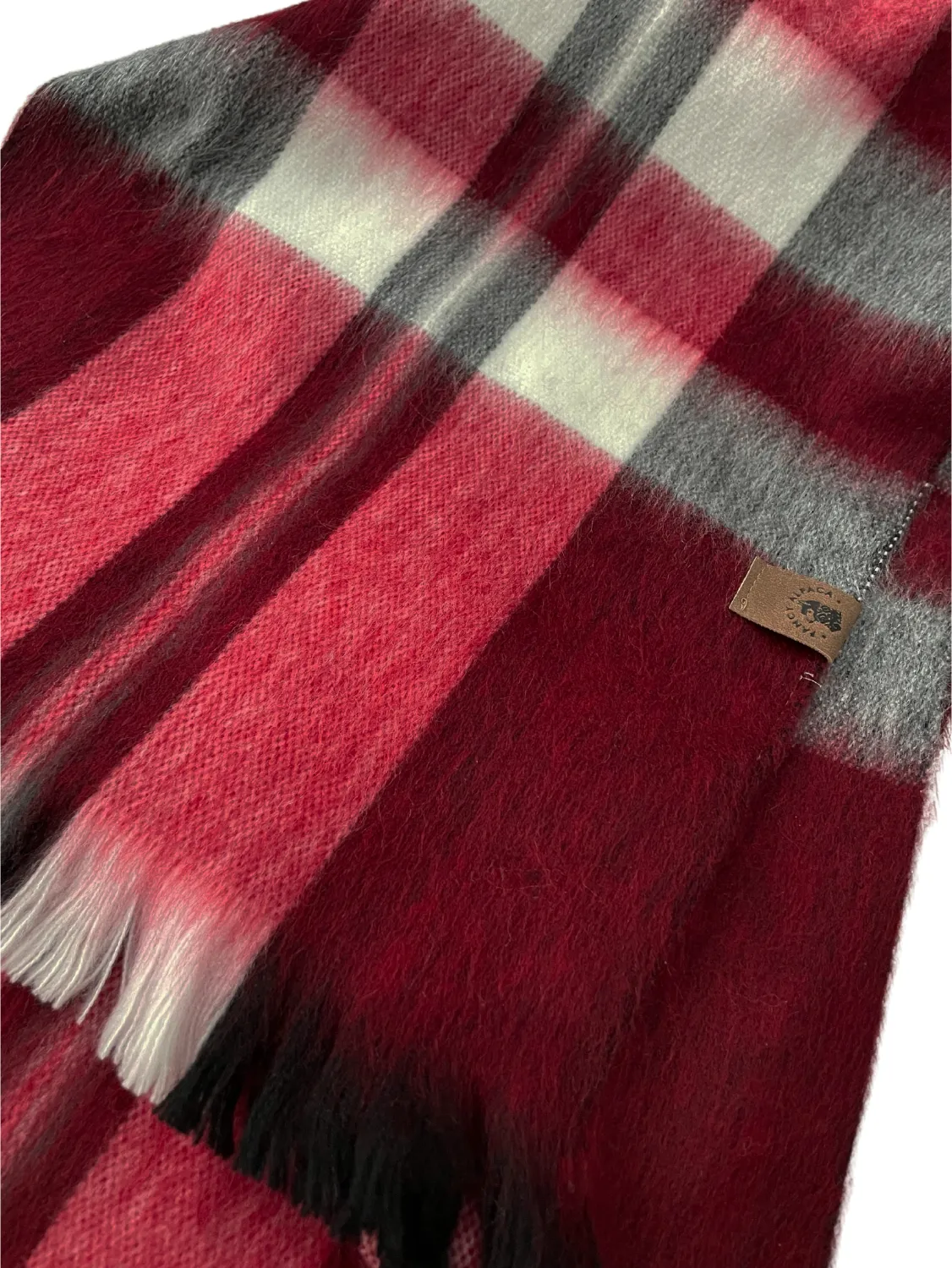 Soft Cozy Rich Red Plaid Alpaca Scarf