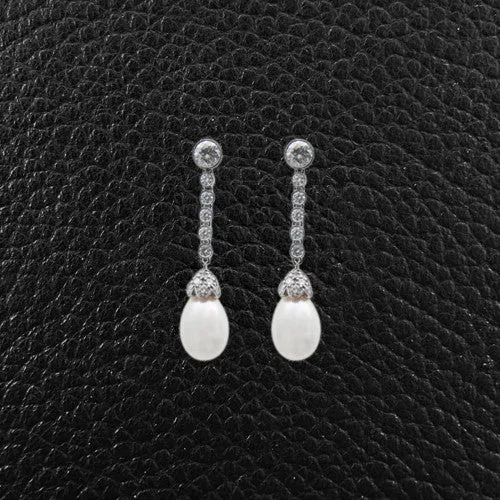 South Sea Pearl & Diamond Drop Earrings