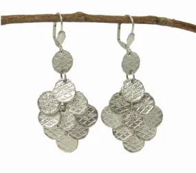 Stamped Disc Chandelier Earrings in Silver