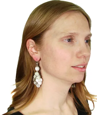 Stamped Disc Chandelier Earrings in Silver